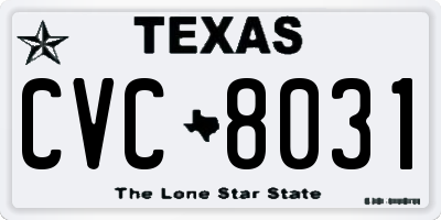 TX license plate CVC8031