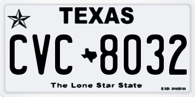 TX license plate CVC8032