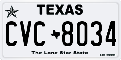 TX license plate CVC8034