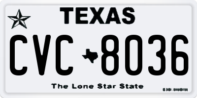 TX license plate CVC8036