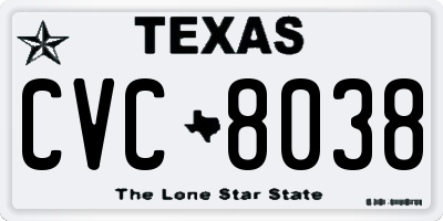 TX license plate CVC8038