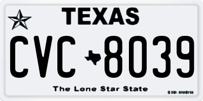 TX license plate CVC8039