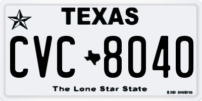 TX license plate CVC8040