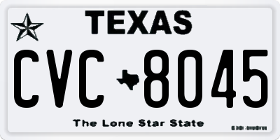 TX license plate CVC8045