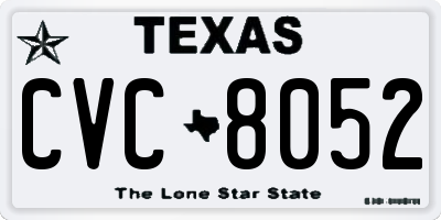 TX license plate CVC8052