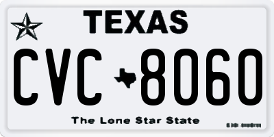 TX license plate CVC8060