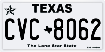 TX license plate CVC8062