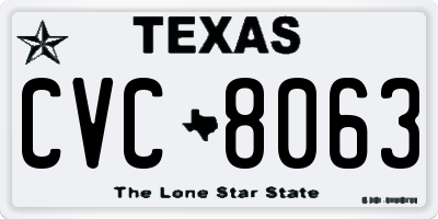 TX license plate CVC8063