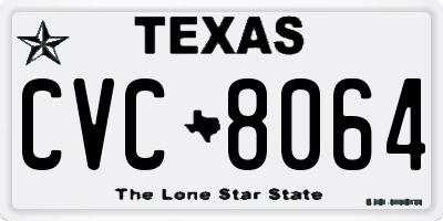 TX license plate CVC8064