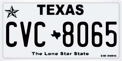 TX license plate CVC8065