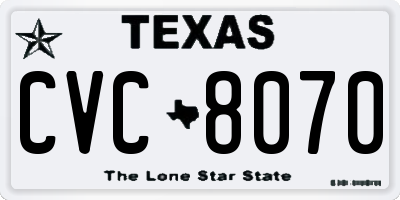 TX license plate CVC8070