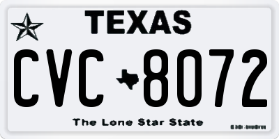 TX license plate CVC8072