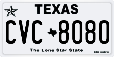 TX license plate CVC8080