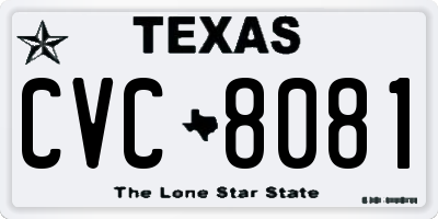 TX license plate CVC8081