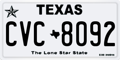TX license plate CVC8092