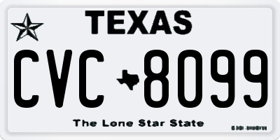 TX license plate CVC8099
