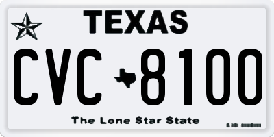 TX license plate CVC8100