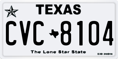 TX license plate CVC8104