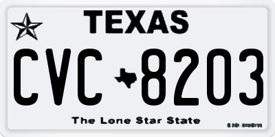 TX license plate CVC8203