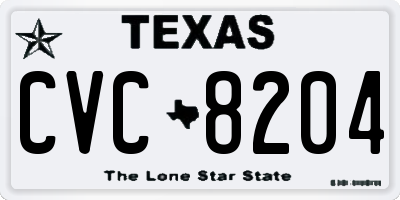 TX license plate CVC8204