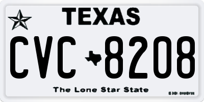 TX license plate CVC8208
