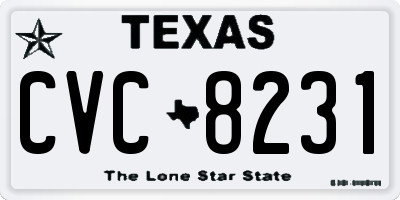 TX license plate CVC8231