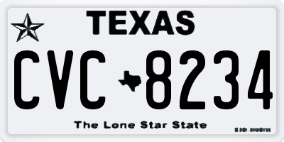 TX license plate CVC8234
