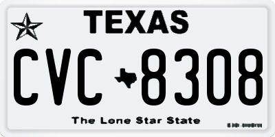 TX license plate CVC8308