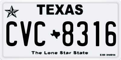 TX license plate CVC8316