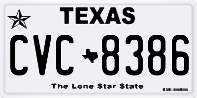 TX license plate CVC8386