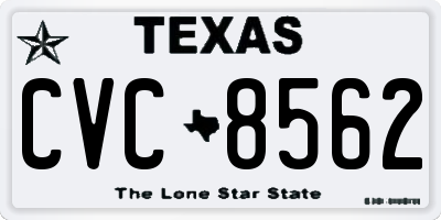 TX license plate CVC8562