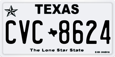TX license plate CVC8624