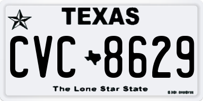 TX license plate CVC8629