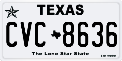 TX license plate CVC8636
