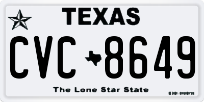 TX license plate CVC8649