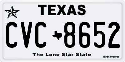 TX license plate CVC8652