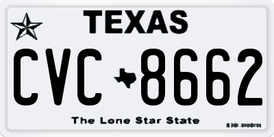 TX license plate CVC8662