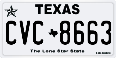 TX license plate CVC8663