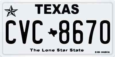 TX license plate CVC8670