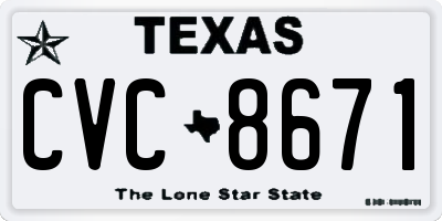 TX license plate CVC8671