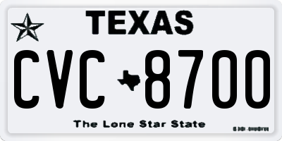TX license plate CVC8700