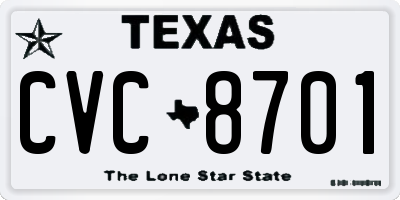TX license plate CVC8701