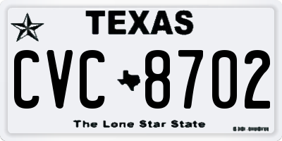 TX license plate CVC8702