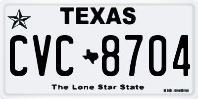 TX license plate CVC8704