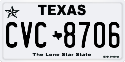 TX license plate CVC8706