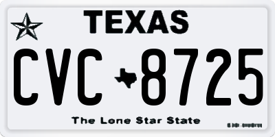 TX license plate CVC8725
