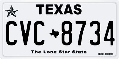 TX license plate CVC8734