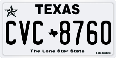 TX license plate CVC8760