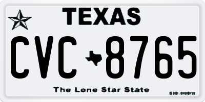 TX license plate CVC8765