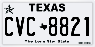 TX license plate CVC8821